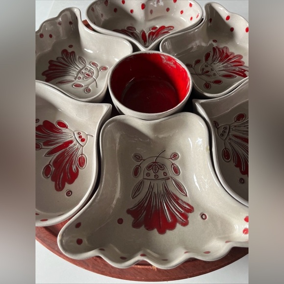 Cleminson's Galagray Ware Hearts & Fans Shape Complete Lazy Susan - Picture 3 of 13